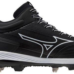 Mizuno Women's Sweep 6 Mid Top Softball Cleats Black/White, 7.5, New in Box